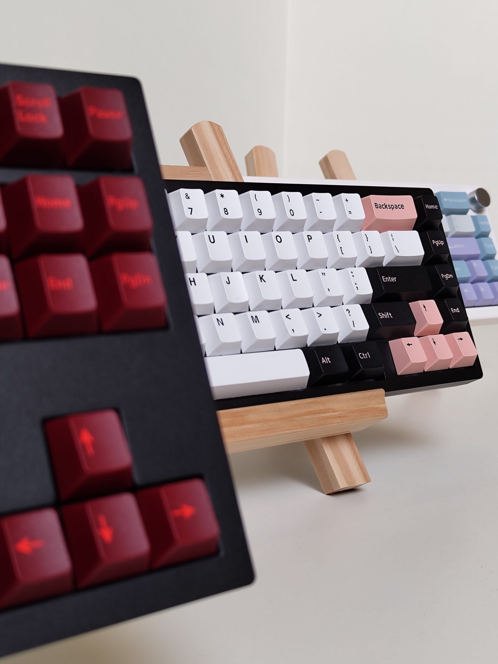 Multiple keyboards on display stands