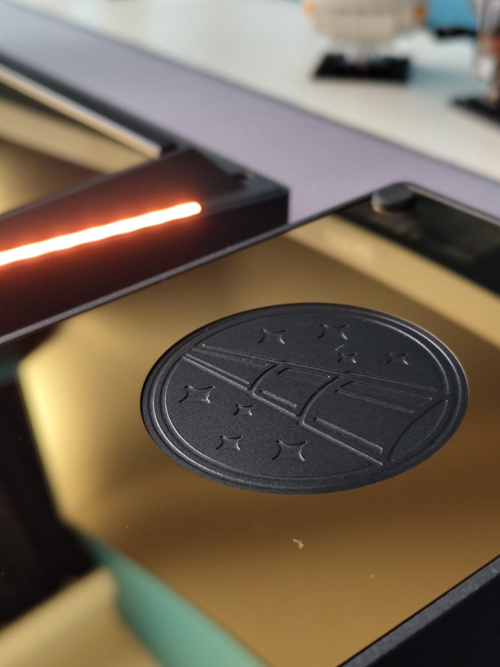 Laser engraving machine working