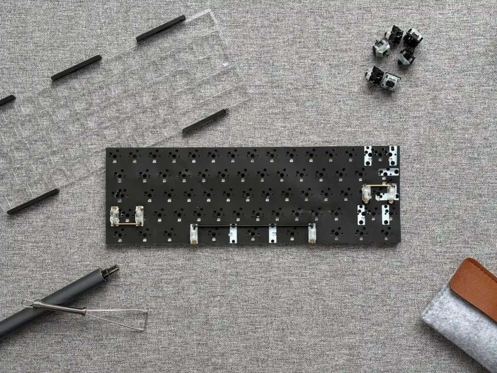 Keyboard parts before assembly